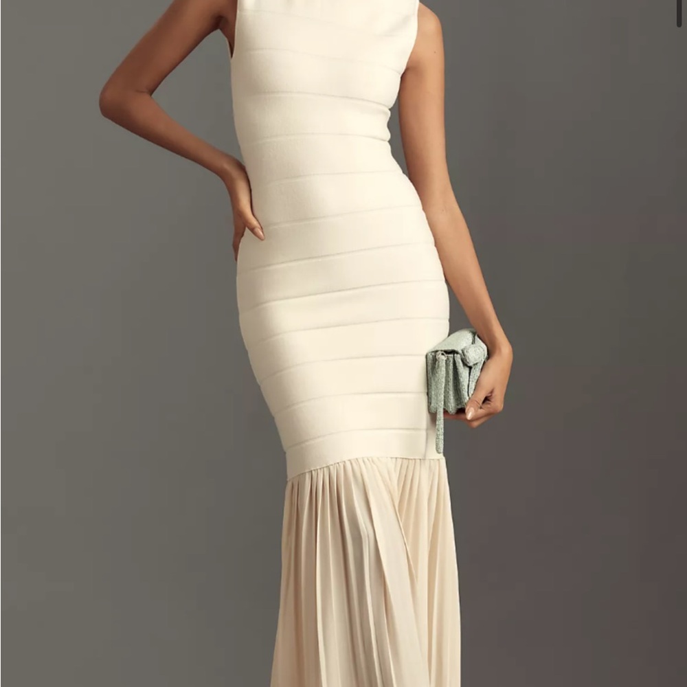 BLITHE fitted sweater maxi dress in cream